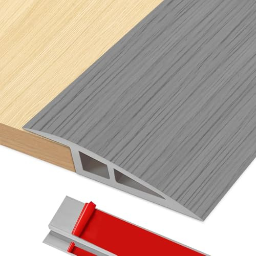 BOYIFEIJIE Övergångslist, höjdutjämning | 1 m x 7 cm PVC övergångsprofil självhäftande dörrtrösklar list, höjdutjämning på 15–20 mm | övergångslist, golv för laminat, kakel (grått trä)