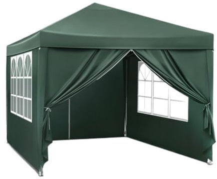 ATUMY Abris de Voiture Auvent Pliable 3 x 3 m, imperméable, Protection Solaire UV avec Sac de Transport, pavillon de Camping, abri Pare-Soleil Garage carport(Green)