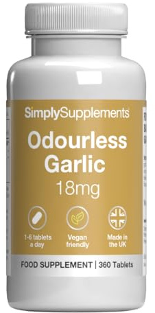 Odourless Garlic 18mg Tablets | Supports Well-Being | Vegan & Vegetarian Friendly | 360 Easy-to-take Tablets | Manufactured in The UK to GMP Standards