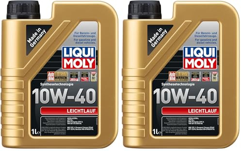 LIQUI MOLY Leichtlauf 10W-40 | 1 L | Synthesetechnologie Motoröl | Art.-Nr.: 1317, farblos (Packung mit 2)