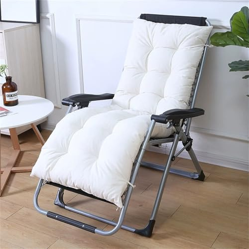 FANSU Dicke Liegenauflage, Auflagen für Gartenliegen mit Bändern Antirutsch Auflage für Sonnenliege Relax Liegenauflage für Deckchair Liegestuhl Garten Camping Innen Außen (Weiß,55x153cm)
