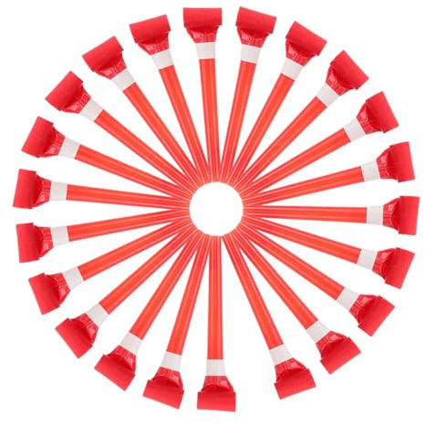 SOPOTUTU 50 Piezas de Silbato Rojo para Fiesta, Matracas de Cumpleaños Ligeras y Portátiles de Plástico, Juguetes Creativos para Niños en Celebraciones