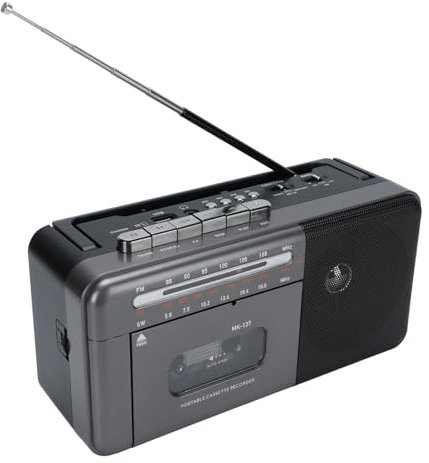 VBESTLIFE Cassette Cape Player Bluetooth Boombox, Portable Am/FM/SW Radio Stereo, Reproductor de Cartas USB/TF, para Acampar, Viajes, Al Aire Libre (Enchufe de la UE)