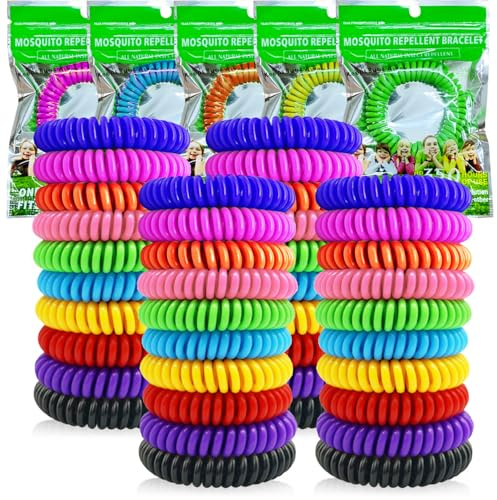 40 Pack Mosquito Repellent Bracelets, Individually Wrapped DEET-Free Insect & Bug Repellent Wrist Bands for Kids & Adults Outdoor Camping Fishing Traveling