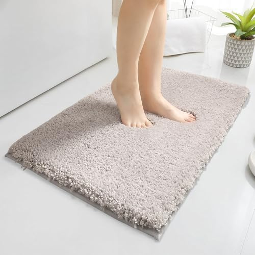 Baahrnom Mikrofaser Badezimmerteppich 50x80cm,Badematte rutschfest Waschbar | Non Slip Badteppich Kuschelig Weich Badvorleger für Dusche, Badewanne und Toilette