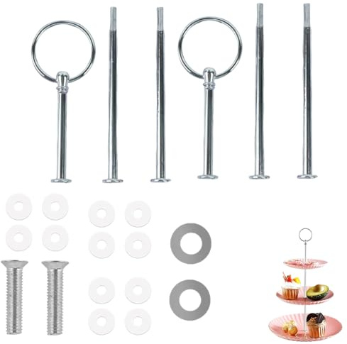 Zwenjuan 3 Stufige Etageren Stangen Set,2 Stück Etageren Stangen Set, Tortenständer Metallstange Etagere Bausatz,für Torte Cupcakes Macarons Donut Muffin und Obst (Platte Nicht enthalten)
