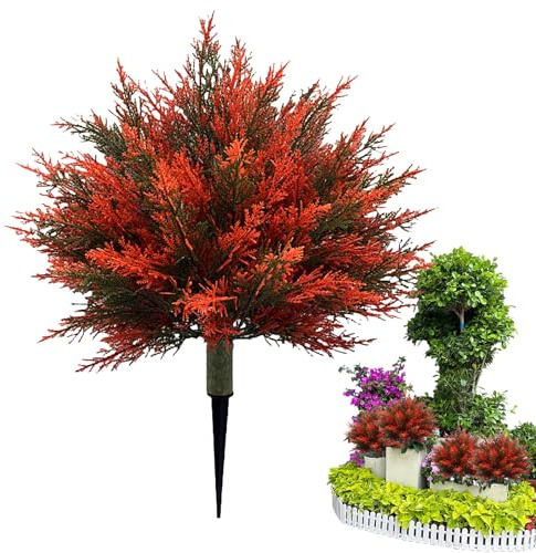 Cèdres d'automne - Arbres topiaires - de pin Rouge - Buissons et arbustes artificiels - Entretien Facile - 61 cm de Haut - Œuvre d'art pour Cour, pelouse, aménagement paysager, allée, Jardin