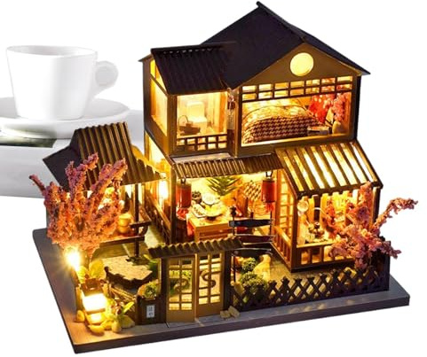 Holzhaus, Bausatz Miniaturhaus für Erwachsene | Realistisches Handwerk für Weihnachten Familie