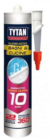 Tytan Professional Silicone Acetico Bagno e Cucine Antimuffa Bagno Cucina Garantito 10 anni Trasparente 280 ml