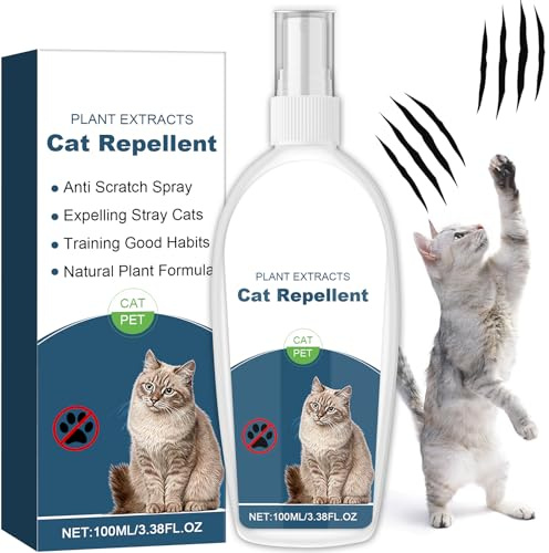 Cat Deterrent Spray, Botanical Cat Repellent Spray for Furniture, Gentle for Indoor & Outdoor Use, Helps Stop Urine Marking & Scratches, Effective Training Aid, 100ml