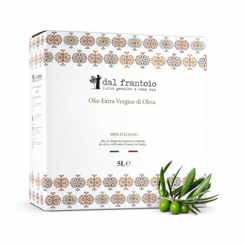 Dal Frantoio – 5L Olio Extravergine di Oliva Italiano - Spremitura a Freddo entro 5 Ore - Olio Evo Campagna 2025/26 - Gusto Medio-Fruttato Delicato - 1 Formato Bag in Box con Rubinetto