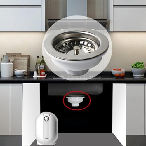 Kit de desagüe de acero inoxidable de 114 mm, se adapta a fregadero de cocina estándar con apertura de 84-90 mm, para una brida duradera y para una fácil instalación para fontanería doméstica