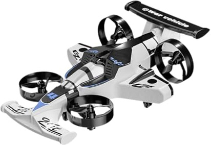 F Fityle Mini drone 2 en 1, avion électrique terrestre et aérien, voiture volante télécommandée, quadricoptère RC pour enfants, Blanc
