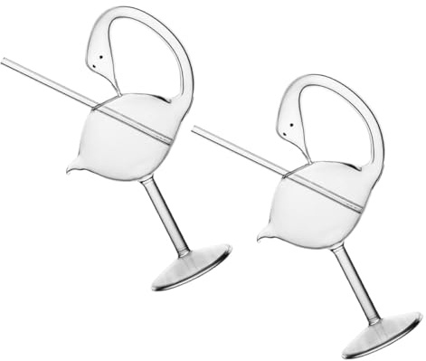 JEWEDECO Bicchieri da Cocktail a Forma di Cigno in Vetro Artigianale 178ml, Set 2 Pezzi, Bicchieri da Vino e Whisky Eleganti per Feste, Compleanni e Decorazioni Tavola