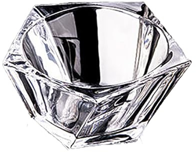 QVK Paquete de 2 ensaladeras de vidrio pequeñas, platos de ensalada transparentes en forma de pentágono, adecuados para comidas familiares, fiestas o reuniones.-1 pack