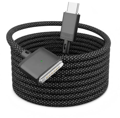 ALKEUR Cable USB C Magnético 140W PD para MacBook Pro/Air | Carga Rápida USB-C 2M / 6.6FT Compatible con M1 M2 M3 M4, Laptop USB-C Fast Charging Cable