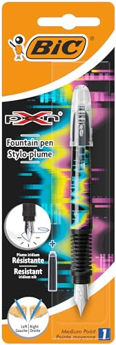 BIC - Stilografica x-pen, media, motivo: rosa, colore: Bianco