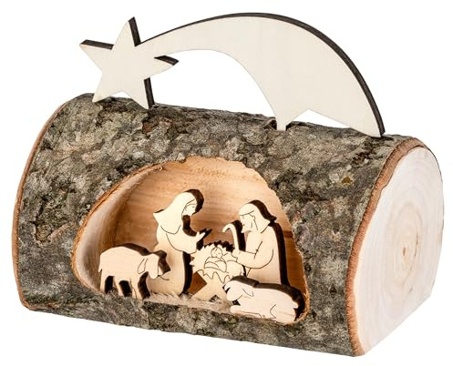 Handcrafted Nativity Mini Crib from South Tyrol – Compact Table Crib for Christmas Décor – Wooden Holiday Nativity Scene for Festive Home Display. As Sold on Famous German Christmas Markets