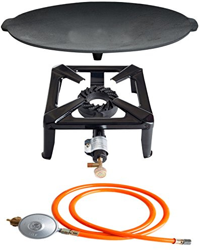 PaellaWorld Paella World International Barbecue Set de réchaud à gaz réchaud avec Fonte Bol et gaz Kit de Connexion Multicolore, 3 pièces