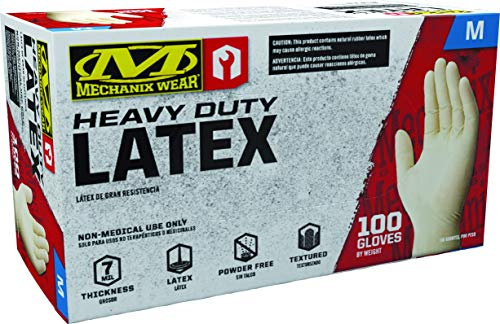 Mechanix Wear D04-00-009-100 - Latex Disposable Gloves - Powder Free, Textured - 8 Mil (100 Pack)