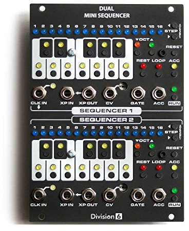 Division 6 Dual Mini Sequencer V2 Eurorack DIY Kit - Synthesizer - 2 Sequenzer - 7 Sequenzspeicher - 5 Song-Erinnerungen - Live-Transpose - Live-Bearbeitung - Variables Tor-Timing - Eurorack-Modul