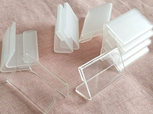 RUIXUAN Set mit 30 Mini-Schild-Halterungen, L-Form, klar, Acryl, Preisschilderständer, Aufsteller, 4 x 2 cm