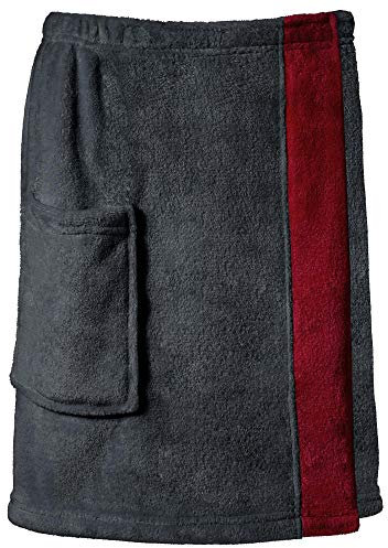 CelinaTex Happyfun Kilt kurz S/M 48 x 152 cm anthrazit Bordeaux Mikro-Flanell Saunakilt Mikrofaser Saunasarong