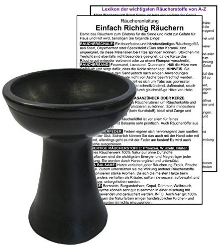 RÄUCHERSCHALE Räuchergefäß groß für Kohle - Räucherkelch NATURSTEIN zum räuchern für Räucherwerk, Weihrauch, Hausreinigung und Rauhnächte mit Räucheranleitung & Räucherlexikon. 81001-S0