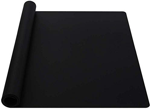 Webake Silikonmatte Groß 60x40cm Backmatte Silikon Backunterlage Antihaftbeschichtet Teigmatte Ausrollmatte Fondant Matte für für Fondant Gebäck Pizza Matte, Schwarz