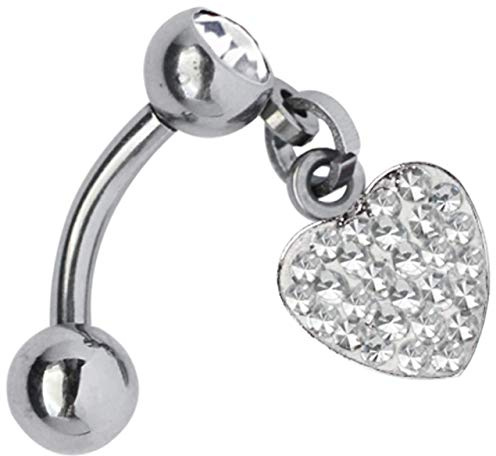 Modern Nature Piercing-Schmuck Bauchnabelpiercing, Intimpiercing 316l Stahl Banane 1,6 mm mit Steinkugel und Epoxy Herzanhänger