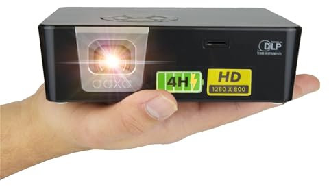 Worlds Brightest Battery Pico Projector, AAXA P6X 1000 Lumen, 4 Hour Battery USBC Video WiFi/BT Wireless Mirroring Portable Mini Projector DLP 1080p Support 30000 Hours LED HDMI/USBC/USB/microSD