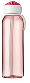 Mepal – Vattenflaska med sugrör Campus Flip-up 500 ml rosa – vattenflaska för barn med sugrör – lämplig för kolsyror – läckagesäker