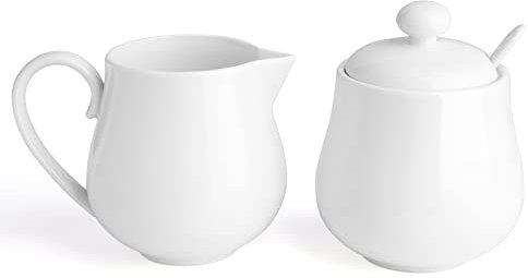 Sweese 12 Ounce Porcelain Sugar and Creamer Set, Coffee Serving Set, 3 Piece with Creamer Pitcher, Sug