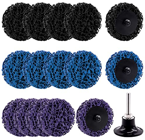 Wokape 15Pcs 2 3-Color Quick Change Strip Disc Assortment Kit, Rust & Paint Remover, Blue, Black, Purple, for Angle & Die Grinders, Aluminum Oxide, Fiber Mesh, Resin Elastomers, Alloy Steel