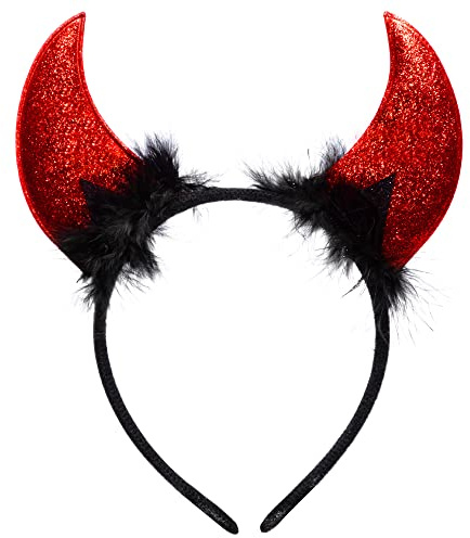 Spooktacular Halloween Teufelshörner Stirnband Dämonenhörner Kopfbedeckung Rote Teufelhörner Roter Teufel Kostüm Zubehör für Kinder Frauen Männer Halloween Kostüm Party, Halloween Party Gefälligkeiten