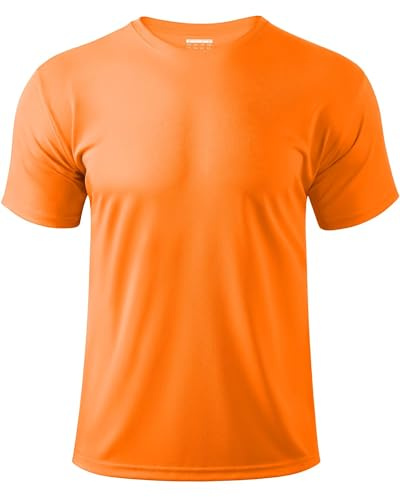 Boladeci Men's Swim Shirts Short Sleeve Rash Guard SPF Shirts Breathable Quick Dry UV Protection Summer Work Hiking Workout Beach X-Large Orange Tshirt Top