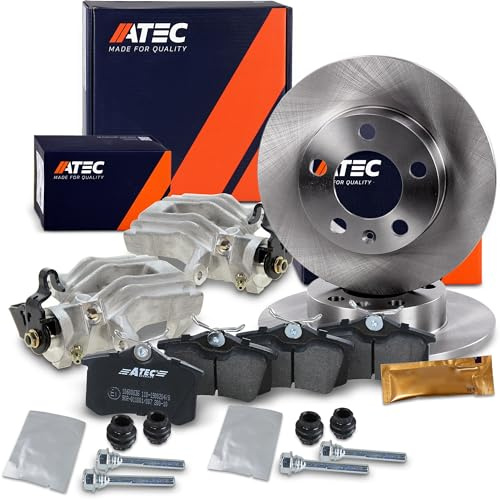 ATEC Germany Bremsenset Hinterachse inkl. Bremsscheiben Ø 253 mm Voll + Bremsbeläge Hinten & Bremssattel Hinten