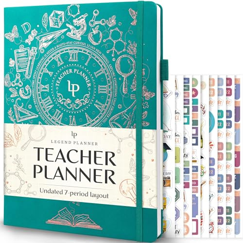 Legend Teacher Planner – undatiertes Unterrichtsplanbuch für Lehrer mit Wochen- und Monatskalendern – Klassenzimmer-Organisation & Schuljahresplaner – 21,6 x 29,2 cm Hardcover (Viridian Green)