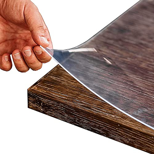 Ertex Tischfolie Transparent 2.2mm Mit Abgeschrägter Kante - Tischschutz in Verschiedenen Größen und Wunschmaß - PVC Schutzfolie für Tisch 50 x 60cm