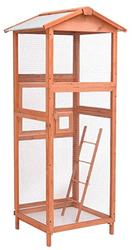 Yolola Vogelkäfig Holz Vogelkäfig Groß Vogelvoliere Käfig Vogel Vogelvoliere Innen Außen Aufzuchtkäfig Außenvoliere Käfig Vogelhaus Voliere 68x62x166 cm Massivholz Fichte