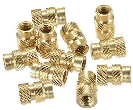 sourcing map Lot de 120 écrous moletés M3 x 10 mm L x 5 mm OD pour impression 3D - Inserts filetés femelles en laiton