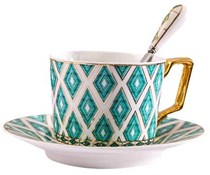 Tasse, tasse à café, tasses à café et à chocolat chaud, tasses à café en céramique, café condensé, thé, petit déjeuner, tasses à lait, soucoupe, tasses avec cuillère à vaisselle (couleur : style 2) (c