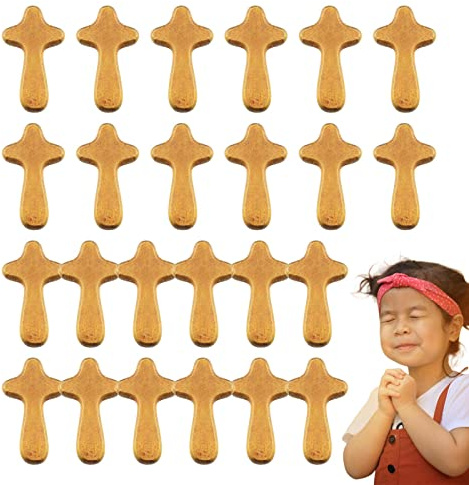 Monozoz Cruz de madera de confirmación, cruz de oración para mano, pequeña cruz de madera de pino de mano, cruz adherente, cómoda cruz de mano para caber en tu mano, cruz de palma para creer, 6 x 3,4