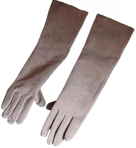 Lange Handschuhe für Damen, Wildleder, Winter, Party, Abendhandschuhe, lange Handschuhe, beige, S 30CM