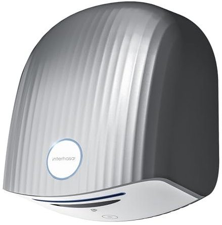 interhasa! Asciugabani Automatico con sensore a infrarossi, per Bagno a casa, Extra Silenzioso, Silenzioso, 40 Db, a Parete, con Copertura compatta in ABS 1200 W (Argento)