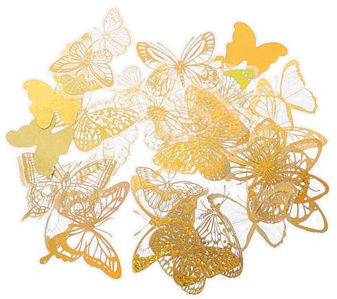 VILLFUL 2sets Butterfly Shape Hot Stamping Laser Sticker Wall Art Stickers for DIY Scrapbooking Removable Pet Material