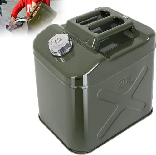 RRHCW Barril De Gasolina De Acero Inoxidable 10L/20L/25L/30L/40L/50L/60L Garrafa Gasolina Deposito Gasoil Lata Gasolina con Asa Accesorios para Motos Y Coches-20L
