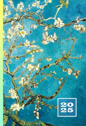 2025: A6 Taschenkalender | 1 Woche auf 2 Seiten Terminplaner | Buchkalender im Mini Format | Jahresplaner Kalenderbuch | Terminkalender Wochenkalender ... | Wochentaschenkalender Van Gogh Mandelblüte