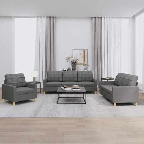 ShGaxin 3-TLG. Sofagarnitur mit Kissen Dunkelgrau Stoff, Sofa Mit Relaxfunktion, Wohnzimmer Sofa, Couchgarnitur, Wohnzimmer Sofagarnitur, Sofa Set, Couch 3201243