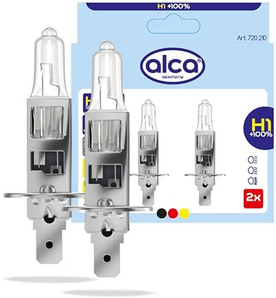 alca® Halogenlampe H1 100% mehr Licht Glühbirne Fahrzeuglampe Auto Leuchtmittel 12V 55W Sockel: P14.5s 2 Stück